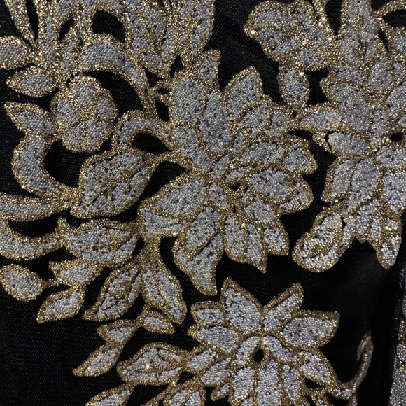 TFNC London- Black dress with gold sparkling flowers - Picture 5 of 5